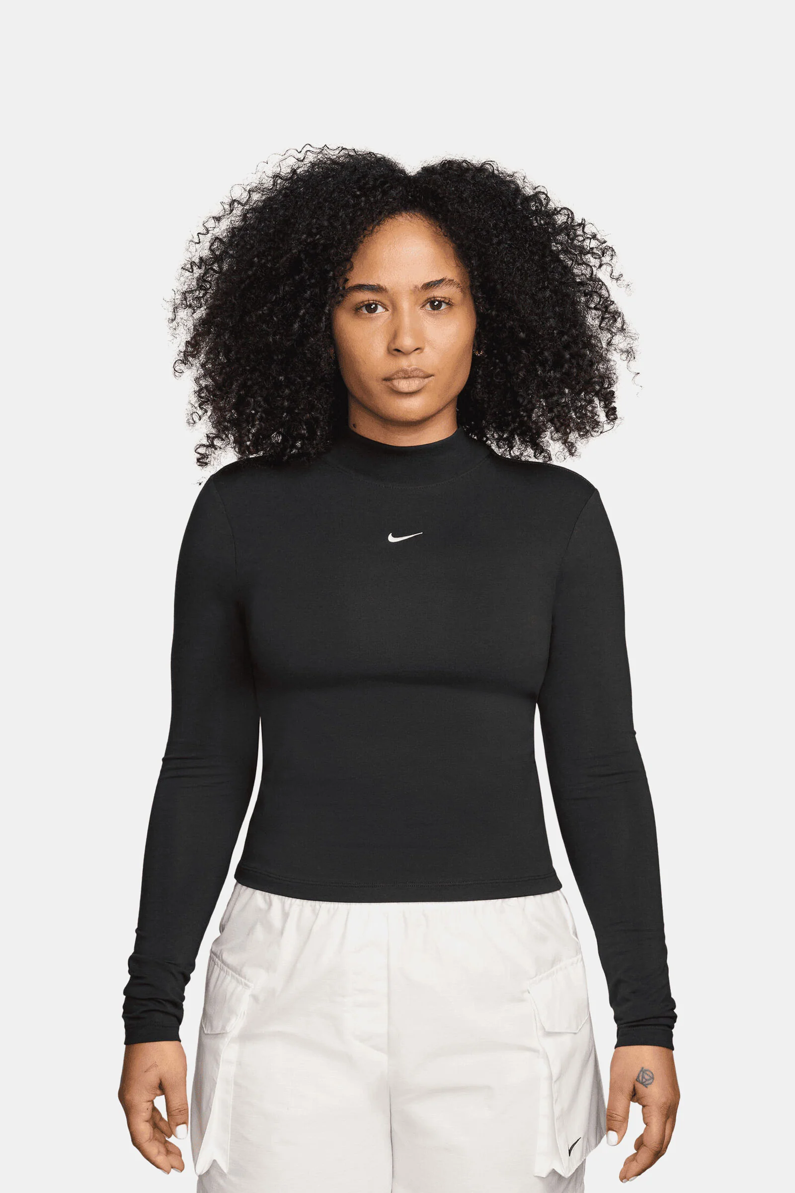 Women's Slim Long-Sleeve Mock-Neck T-Shirt